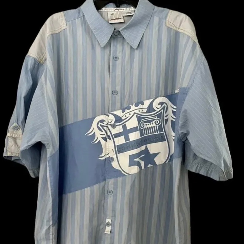 Vintage Johnny Blaze Shirt Mens Size XL Blue Button Down